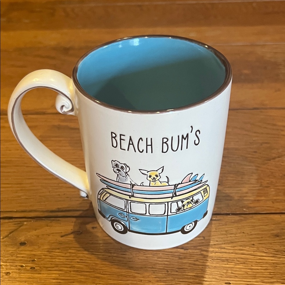Beach Bum's Mug with Paw Print and Blue Interior - Picture 3 of 7